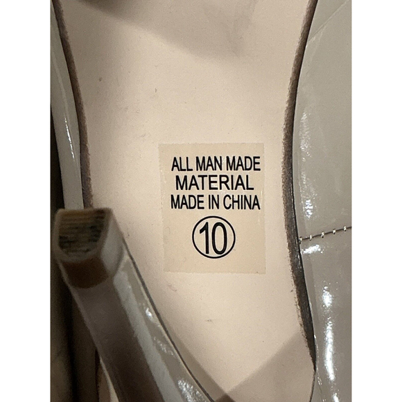 Woman’s Charlotte Russe Patent Leather Platform Heel Peep Toe Beige Shoe 10 - Picture 8 of 9